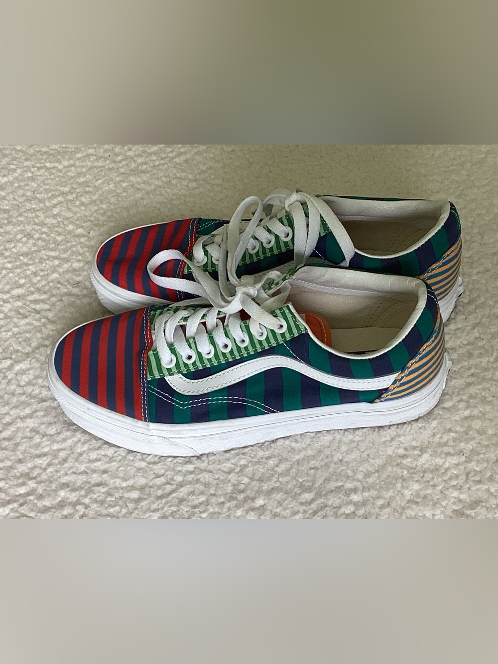 Vans Old Skool Womens 8.5 Mixed Stripe Colorblock Y2K Retro Skate Sneakers - Picture 2 of 6